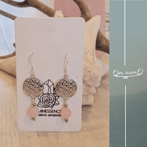 Copie de Boucles d'oreilles : Quartz Rose